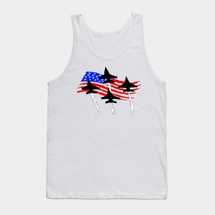 F16 Falcons flying over Flag Tank Top